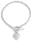 Diamond Pave Heart Bracelet, 9ct White Gold, 18cm Length, Model 5.40.4311