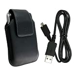 2 Pieces Value Combo of OEM RIM Blackberry Micro USB microUSB ASY-18683-001 Sync Data Cable and Blackberry Swivel Leather Holster HDW-19819-001 for Storm 9500 Thunder 9530