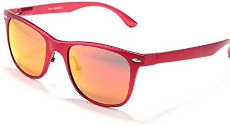 Retro fashion sunglasses polarized sunglasses aluminum magnesium Colorful couple tide (Red frame orange reflective film (9))