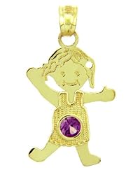 Baby Girl CZ Light Amethyst 14K Tri-Color Charm