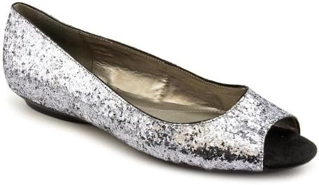 Bandolino Wilimena Womens Size 6 Silver Peep Toe Flats Shoes