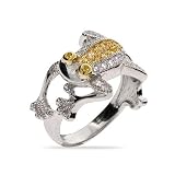 Designer Inspired Canary CZ Sparkling Frog Cocktail Ring