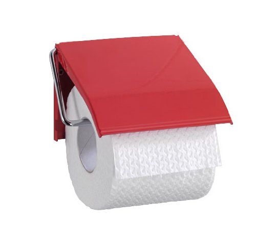 Wenko 18380100 Toilettenpapierrollenhalter Retoro - Stahl lackiert, 13 x 12.5 x 1.5 cm, himbeere gl&auml;nzend