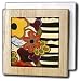 Retro 70s Orange Black Gold Fabric Print - 6 Inch Tile Napkin Holder