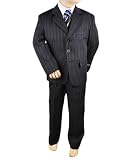 Kids World Blue Striped 3-Piece Suit with Shirt & Tie (Sizes 4 - 7)