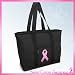Pink Ribbon Tote Bag Black Deluxe Breast Cancer Awareness - For Travel or Beach Best Unique Gift Ideas for Her, Women, or Ladies