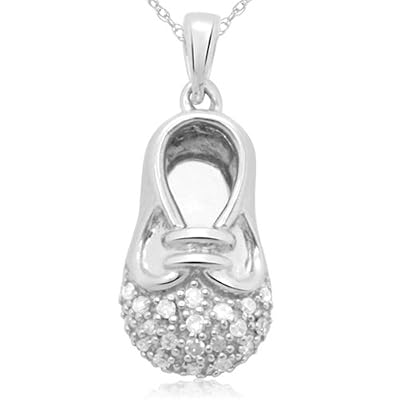 10k White, Yellow, or Rose Gold Diamond Shoe Pendant (1/20 cttw, I-J Color, I3 Clarity)
