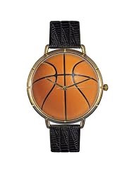 Whimsical Watches Mens N0840005 Basketball Lover Black Leather And Goldtone Photo Watch