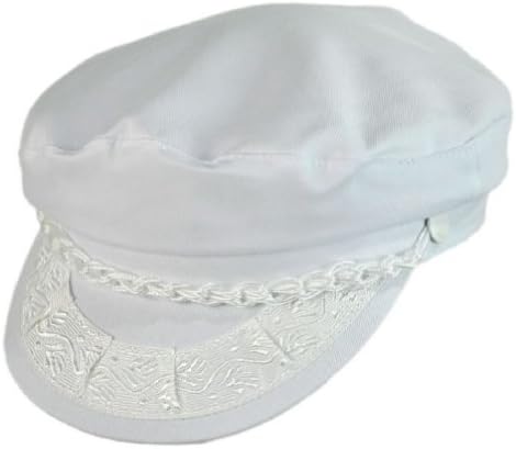 White Canvas Greek Fishermans Cap Size 55