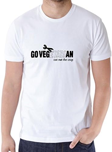 CNbluer Men's Tee Go Vegan -- Cut Out The Crap! Shirt White Size Large