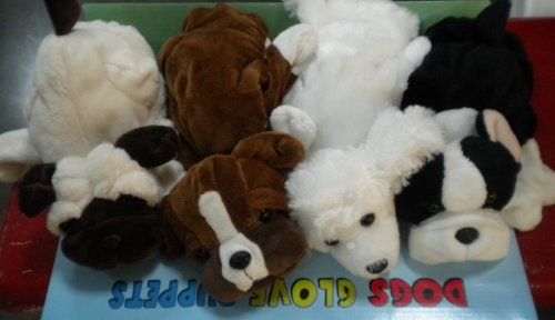 4 Puppy Dogs Glove Puppets Boxer White Poodle French Bulldog Pug NEW
