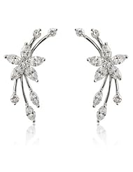 Diamond & 18k White Gold Floral Earrings