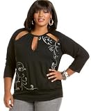 Rocawear - Rocawear Plus Size Three-Keyhole Printed Top