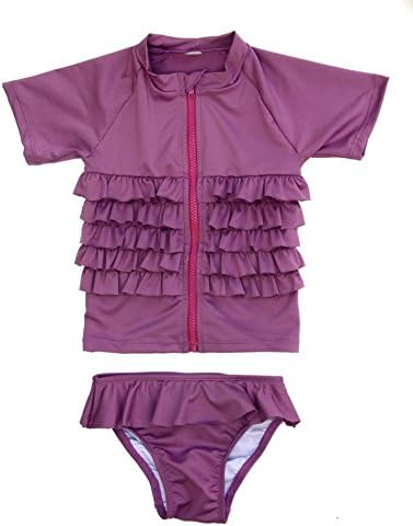 Ruffle Me Pretty - UV Sun Protective Rash Guard Swimsuit Set by SwimZip Swimwear
