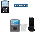 Durable Flexible Soft Clear Silicone Skin Case with Belt Clip + Adjustable Sports Armband + Premium Clear LCD Screen Protector for Sandisk Sansa Fuze