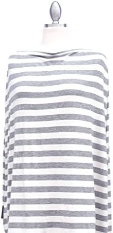 AmBaby Multi-Purpose Nursing Cover - Free Baby Teether Included (Grey and White)