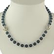 Handmade Navy Blue Crystal & Antiqued Silver Beaded Necklace