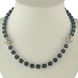 Handmade Faceted Navy Blue Glass & Silver Necklace