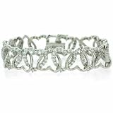 Sterling Silver Heart Within A Heart Simulated Diamond CZ Bracelet