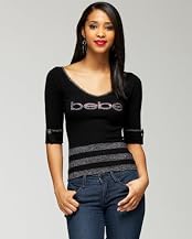 Metallic Double V Neck Logo Sweater