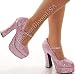 DOL50 by Pleaser Sexy 5 Chunky Heel Pink Glitter Mary Jane PlatformShoes