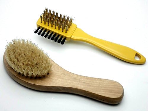 2PCS Suede Nubuck Sheepskin Leather Shoes Brush/ Deluxe Horsehair Shoe Polish Brush