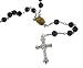 Rosary Necklace W/ Black Rose Beads Crucifix