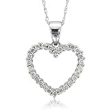 10k White Gold Heart Shaped Diamond Necklace Pendant (H-I, I, 0.26 carat)