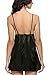 Avidlove Women Side Slit Strap Lingerie Satin Chemise Patchwork Lace Nightgowns