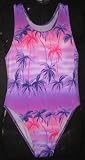 Girls 1 PC T-Back Purple with Palm Trees