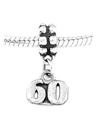 Sterling Silver Number 60 Dangle Bead Charm