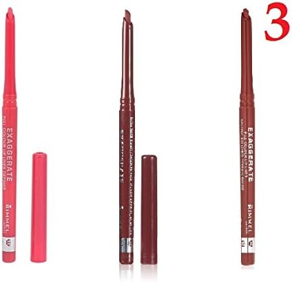 (Pack of 3) - Rimmel Exaggerate Automatic Lip Liner, 005 Pure/ 045 Epic/ 064 Obsession - 0.008 oz/ 0.25g