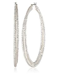 Kensie "Holy Holly" Silver-Plated Double Diamond Cut Hoop Earrings