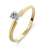 10k Yellow Gold Round 4-Prong Solitaire Diamond Ring (1/10 ct, J-K Color, I2-I3 Clarity) - Size 7