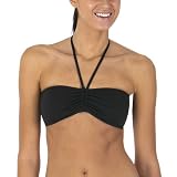 Mossimo Black: Solid Ruched Bandeau Top - Ebony