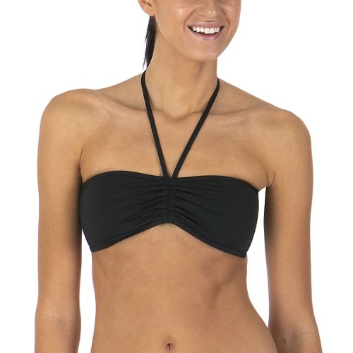Mossimo Black: Solid Ruched Bandeau Top - Ebony
