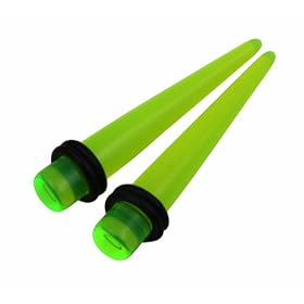 Acrylic Ear Stretcher/Tapers - Crystal Green - 8G - Sold as Pair