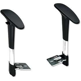 Safco 3495BL Height-Adjustable T-Pad Arms for Metro Series Extended-Height Chairs, BLK/Chrome