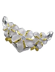 925 Silver Two Tone 3 Plumeria Slider Pendant Hawaiian Silver Jewelry