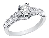 Antique Vintage Diamond Engagement Anniversary Ring 1.01 Carat (ctw) in 14K White Gold