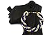 Goldtone Metal with Navy Blue Plastic 3.5 Inches Chain Link Hoop Earrings