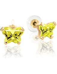 Yellow Butterfly Cubic Zirconia Earrings in Gold - 14kt Yellow - Friction Back