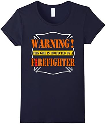 Women's Girl of Firefighter T-shirt Small Navy