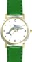 Dolphin or Porpoise - JP - WATCHBUDDY� DELUXE TWO-TONE THEME WATCH - Arabic Numbers - Green Leather Strap-Size-Women's Size-Small