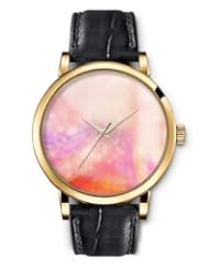 SPRAWL Aanalog Fashion Series Gold Ladies Watches of Genuine Black Leather Strap,Unique Wrist Watch for Women Girls Designed with Pink world