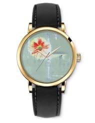 SPRAWL Aanalog Fashion Series Gold Ladies Watches of Genuine Black Leather Strap,Unique Wrist Watch for Women Girls Designed with daisy line in a book