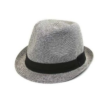 Paper Straw Braid Trilby Fedora Men & Women Black M/L