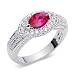 Standout 1.00 carat total weight Marquise Shape Checker Board Created Ruby & White CZ Size 6 Gemstone Ring in Sterling Silver