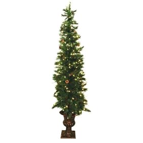 Good Tidings Cornell Spruce Artificial Christmas Tree 7 Feet Tall with 250 Clear Light in a Fiberglass Copper Pot