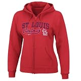 MLB Women's St.Louis Cardinals The Beauty Long Sleeve Fullzip Fleece Hoodie (Athletic Red, Medium)